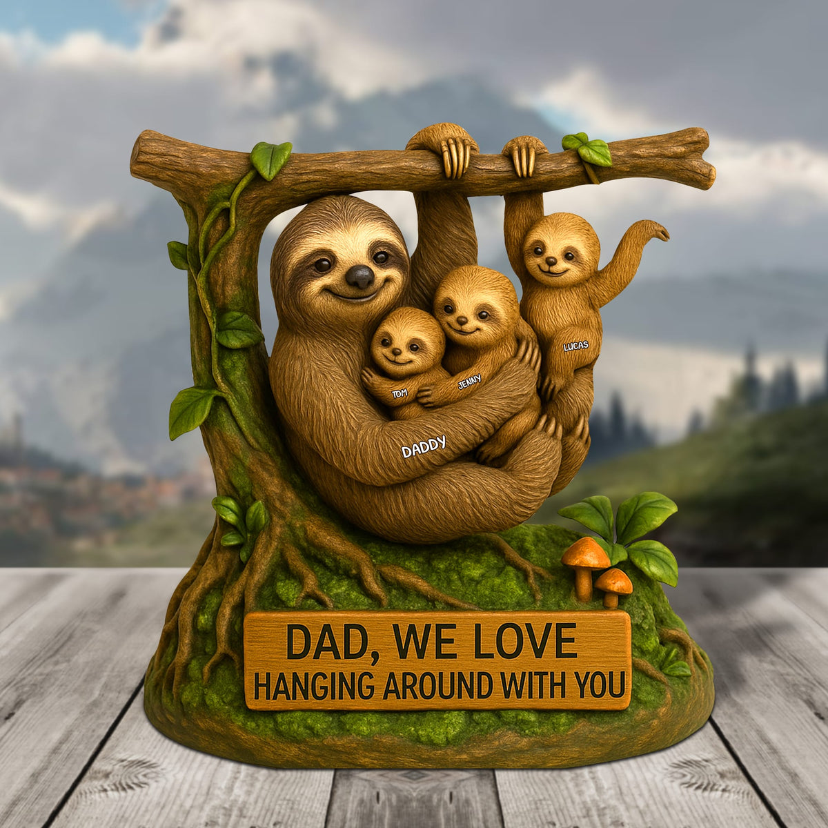 Sloth Dad Plaque - Personalized Gifts For Dad 01natn120525-Homacus