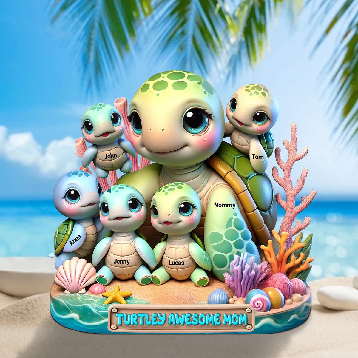 Turtle Mom Plaque - Personalized Gifts For Mom 05qhtn110425 Christmas Decor-Homacus