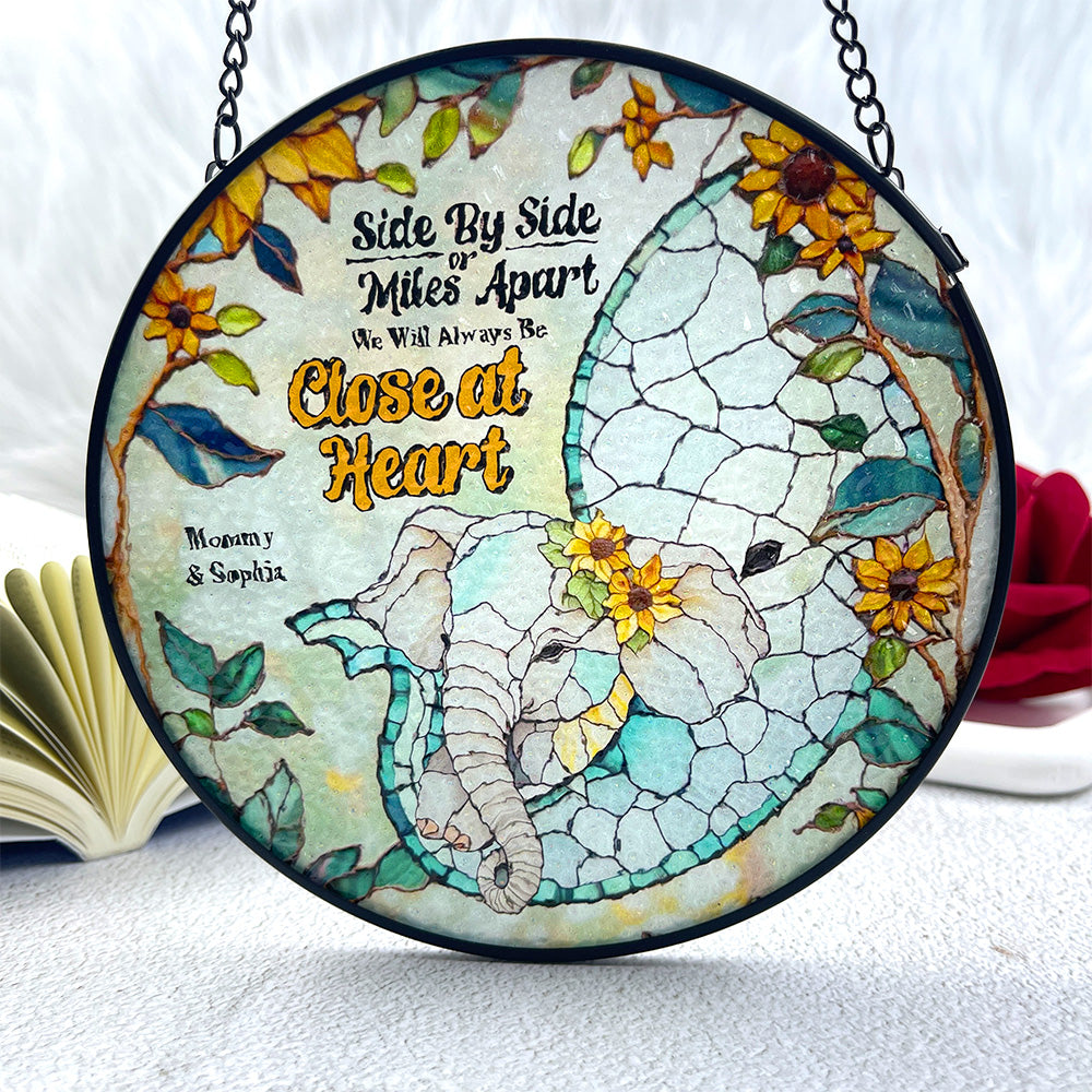 Personalized Gift For Mom Stained Glass, Mom & Baby Elephant Embracing With Trunk 02qhdt080325-Homacus