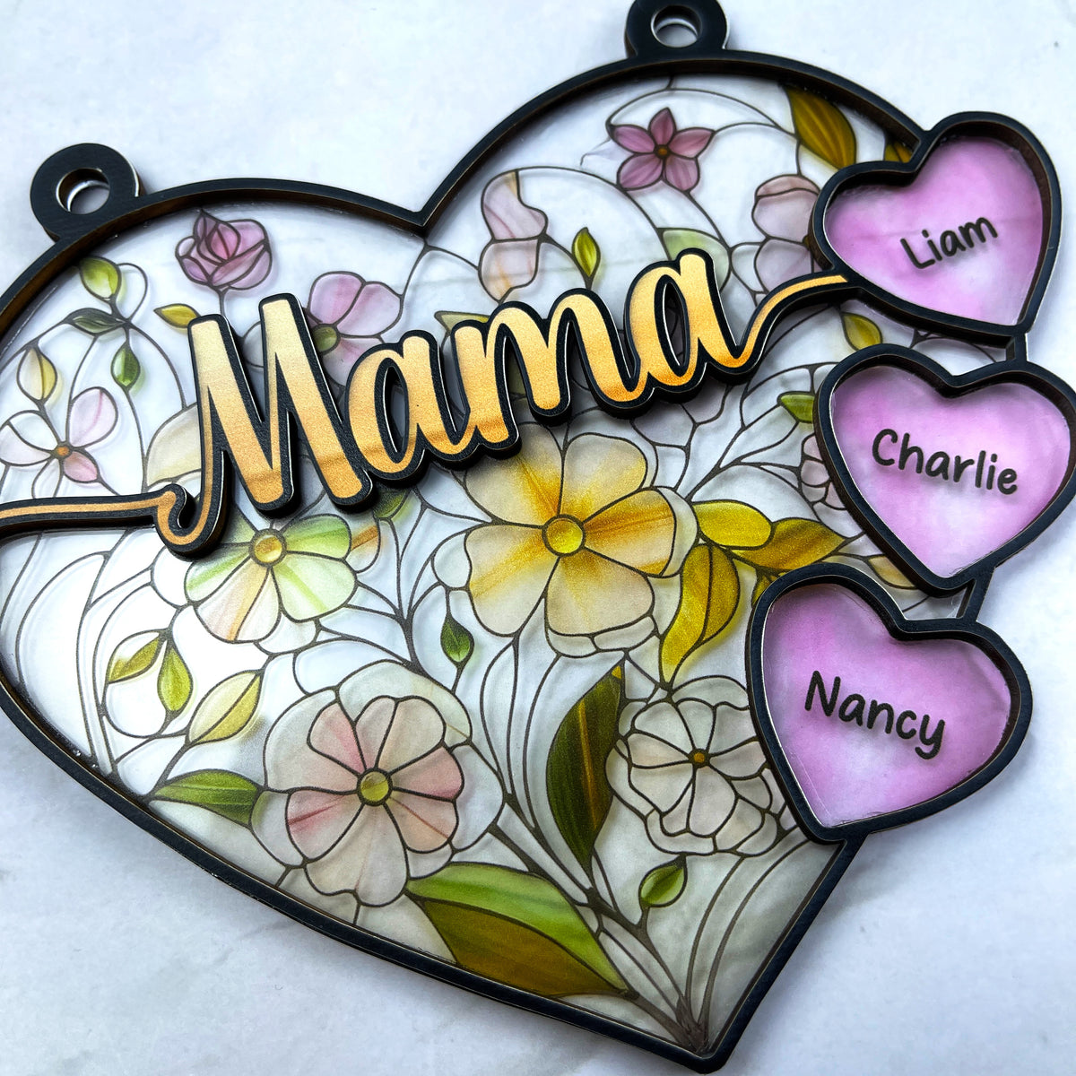 Personalized Gifts For Mom Suncatcher Ornament, Soft Vibrant Flower Heart 01qhti270225-Homacus