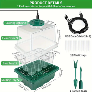 Indoor Seed Germination Kit with Growth Lamp & Humidity Dome 04acxx161224-Homacus