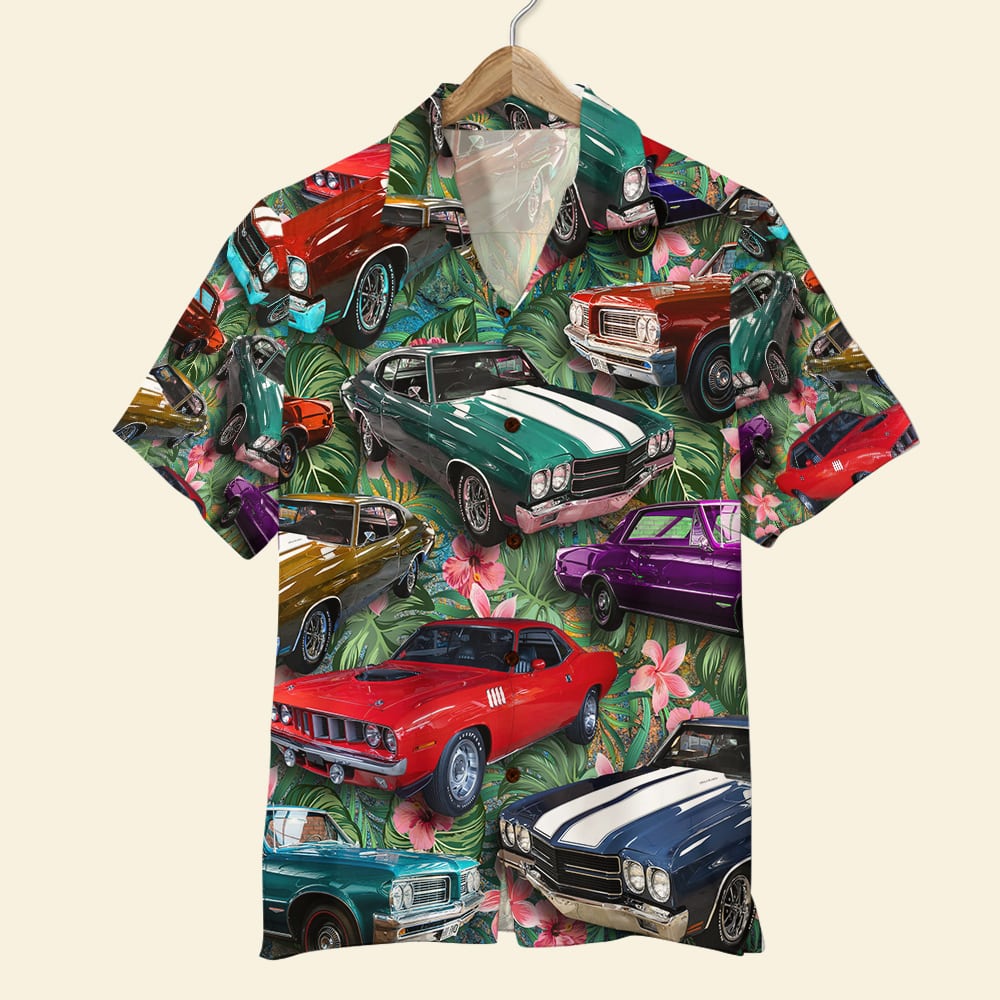 Muscle Car Hawaiian Shirt - Custom Car Photo Shirt - Floral Pattern (Car0902)-Homacus