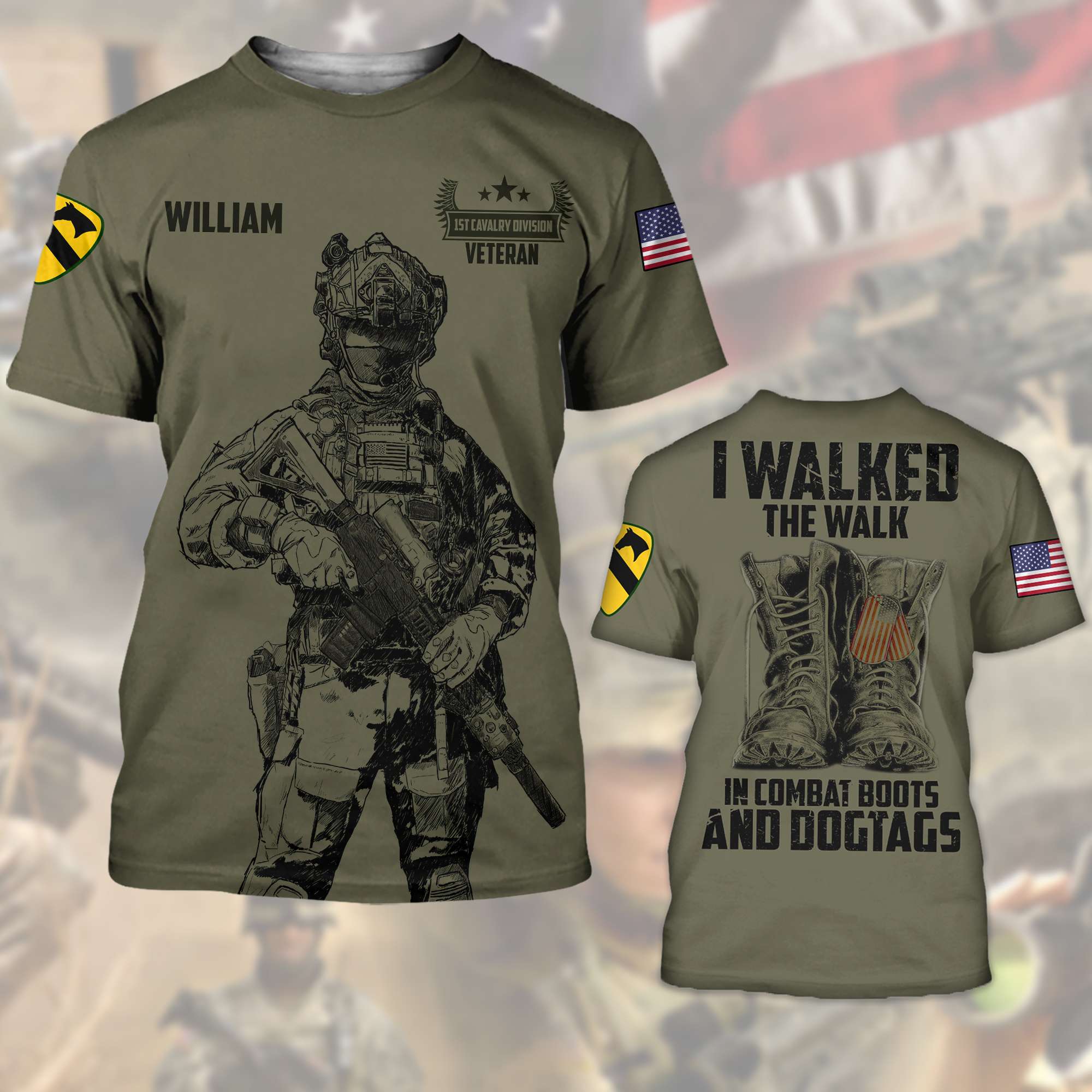 Walked The Walk, Custom Military Patches - Veteran Shirt Walked The Walk, Custom Military Patches - Veteran Shirt