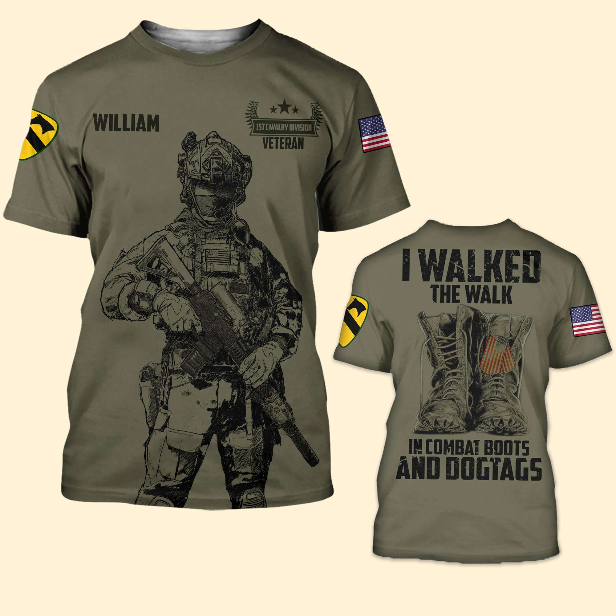 Walked The Walk, Custom Military Patches - Veteran Shirt, Personalized 3D Shirts - Veteran Day Gifts For Dad, Grandpa-Homacus