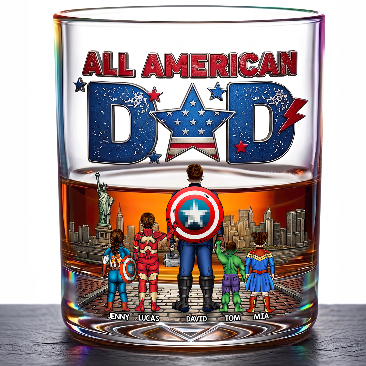 All American Dad Glass Mug - Personalized Gifts For Dad 02HUDT190526-Homacus