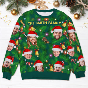 Custom Photo Gift For Family, Christmas Light Bulbs Ugly Sweater 05ACQN031024-Homacus