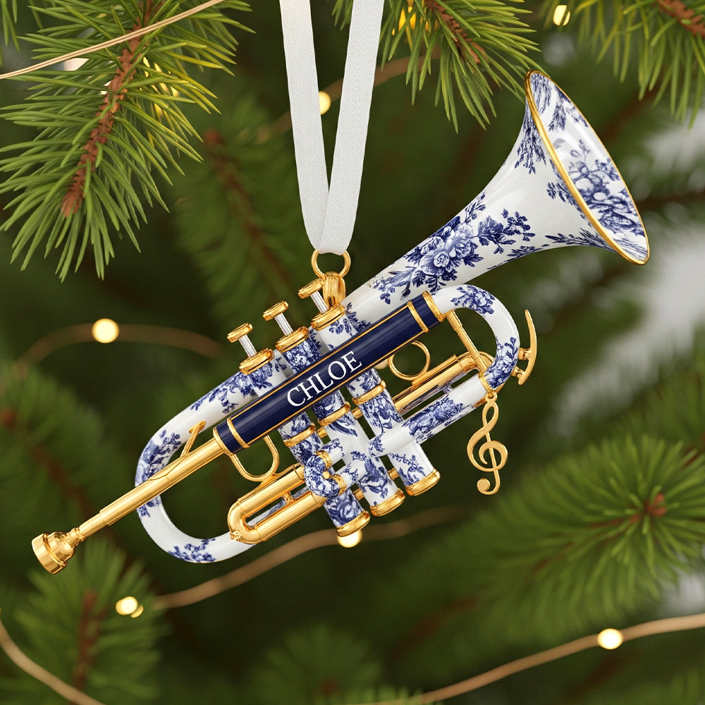 Personalized Gifts - Trumpet Toile de Jouy Christmas Ornament 02pgtn231025-Homacus