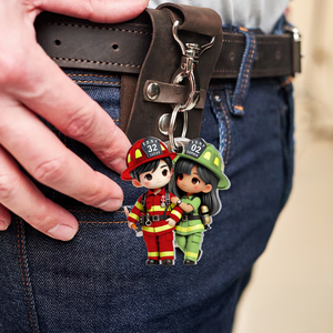 Personalized Gifts For Couple Keychain Firefighter Couple 03ohpu060225-Homacus