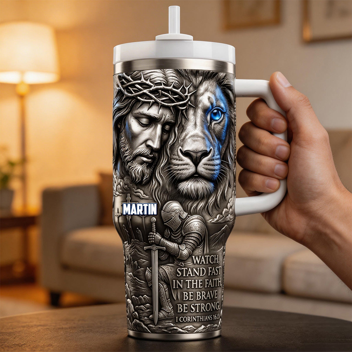 Jesus And Lion 40oz Tumbler - Personalized Gifts For Christians 04pamg200326-Homacus