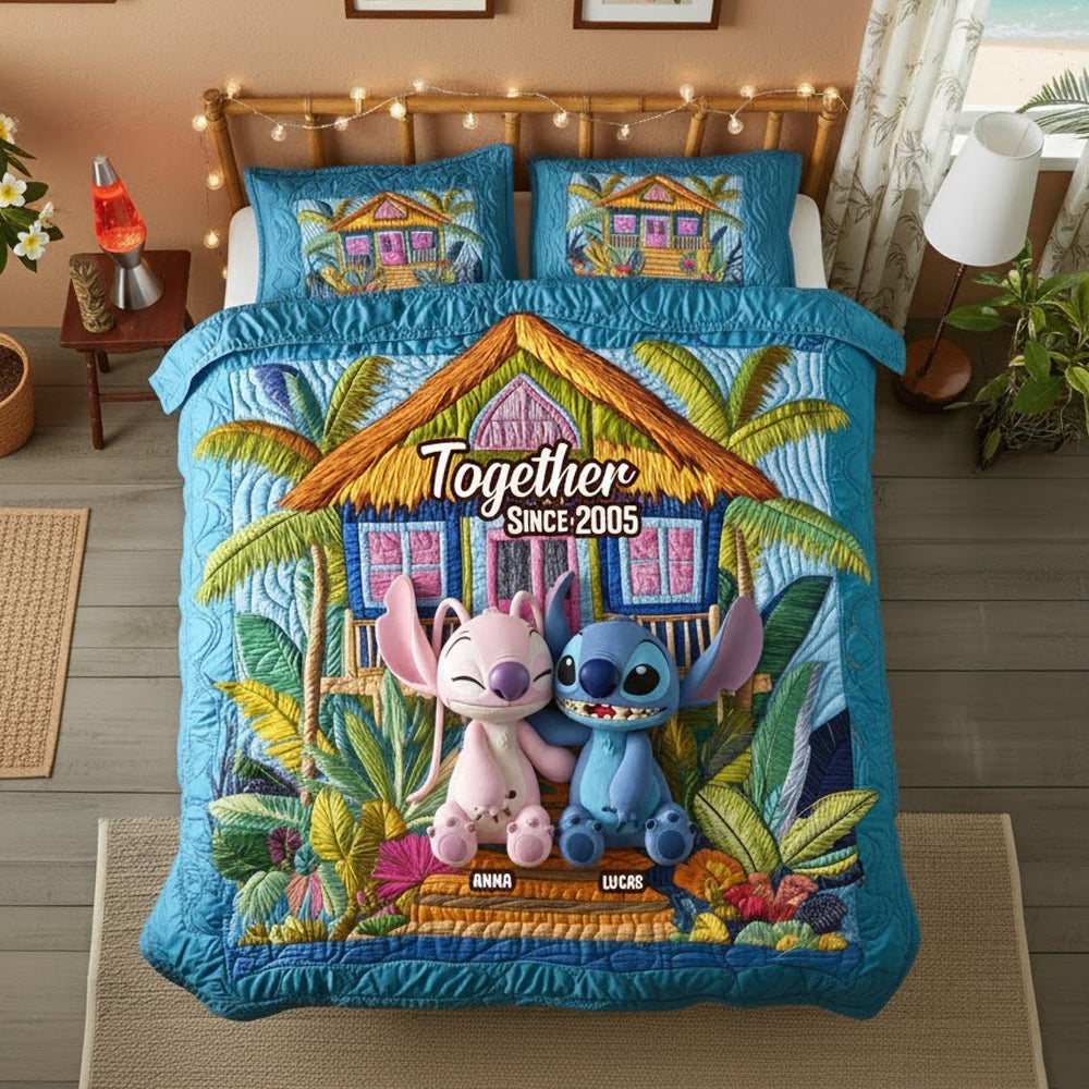 Lovely Couple Quilt Bedding Set - Personalized Gifts For Couples 01NATN271125-Homacus