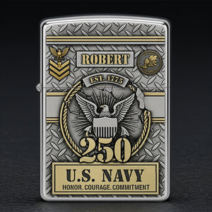 Military 250th Anniversary Zippo Lighter, Personalized Gifts For Veteran 02qhtn300725-Homacus