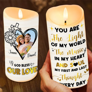 Personalized Custom Photo Gifts For Christian Couple LED Candle God Bless Our Love 01KALU090125-Homacus