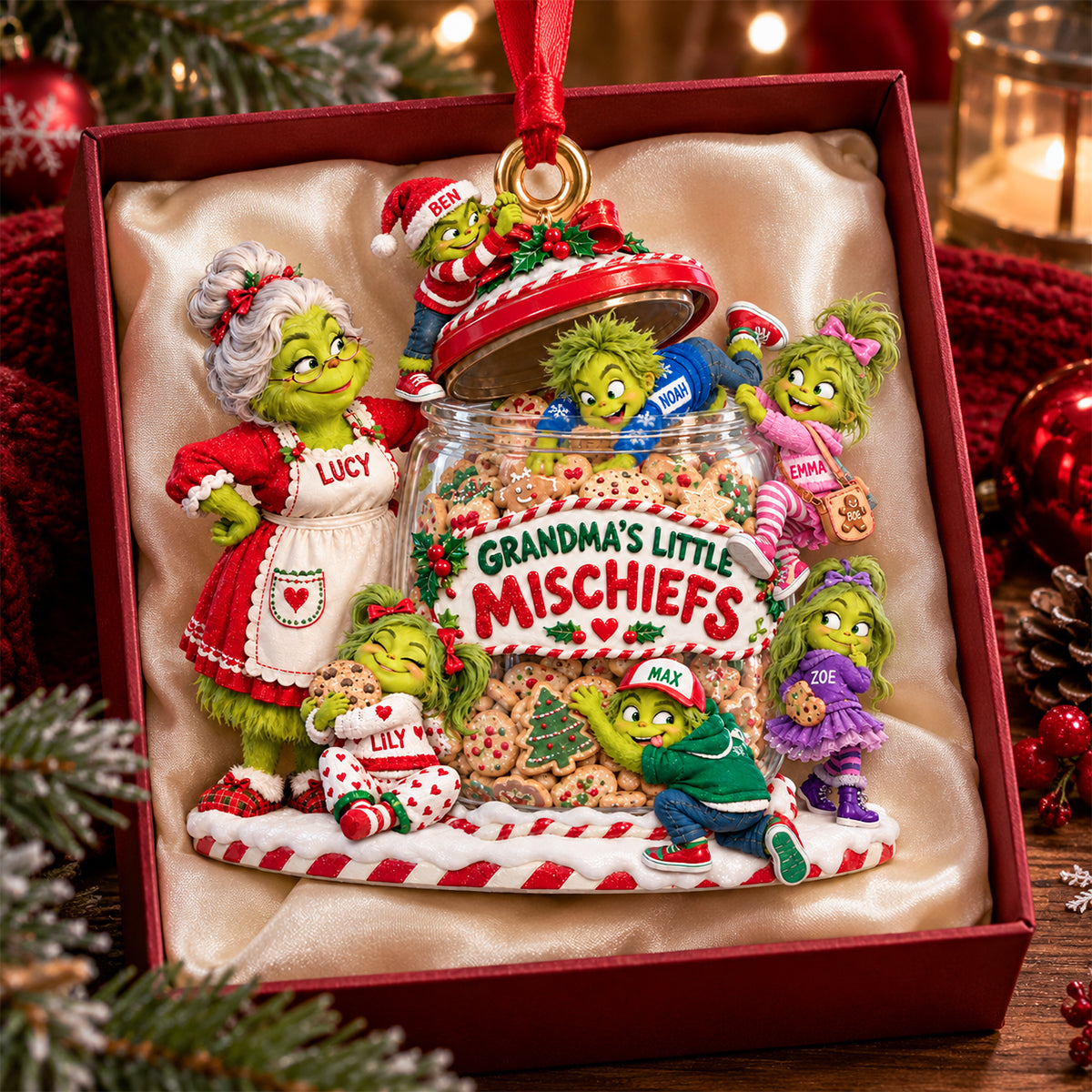 Christmas Mischievous Family Ornament - Personalized Gifts For Grandma 01hadh161026-Homacus