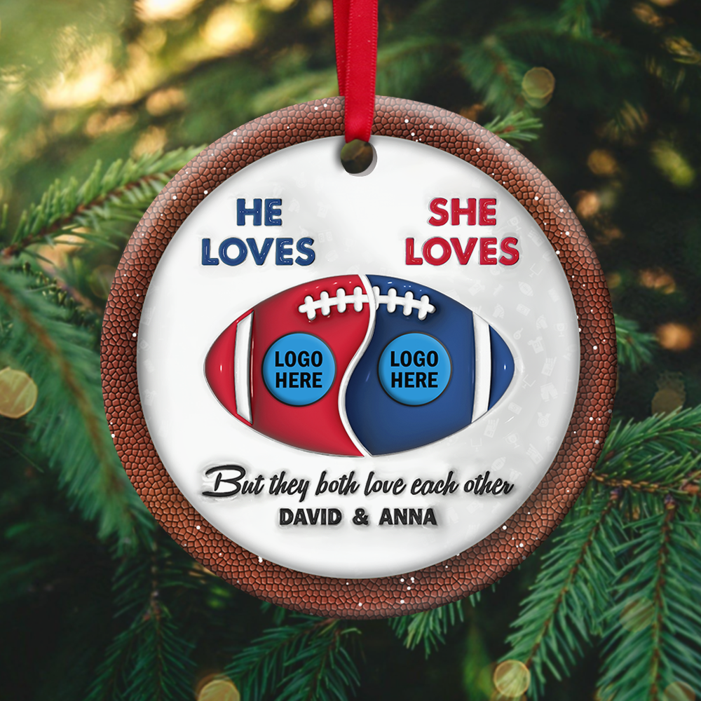 American Football Couple Ceramic Ornament With Custom Team Logo - House Divided 02hupu250924-Homacus