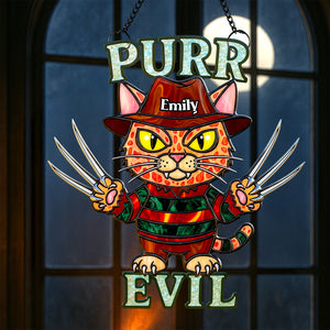 Creepy Cute Cat Suncatcher Ornament, Personalized Gifts For Cat Lovers & Horror Fans 01PADT070825-Homacus