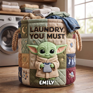 Cute Alien Quilted Laundry Basket - Personalized Gifts 07nadh080726-Homacus