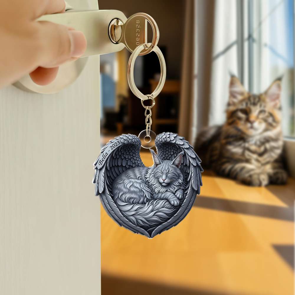 Cat In Heaven Acrylic Keychain- Personalized Gifts For Cat Lovers 01OHLU190625-Homacus