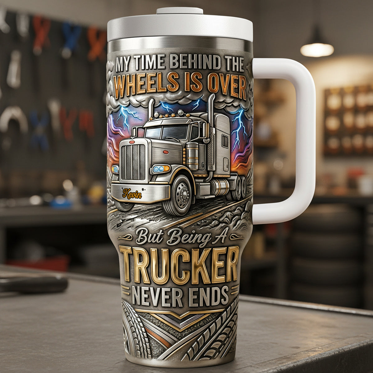 Old Trucker 40oz Tumbler - Personalized Gifts For Trucker Tumbler 03PATA250326-Homacus