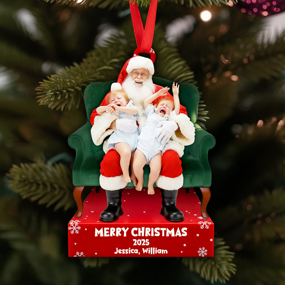 Crying on Santa’s Lap Ornament Custom Photo Christmas Gifts 02DTDT130925-Homacus