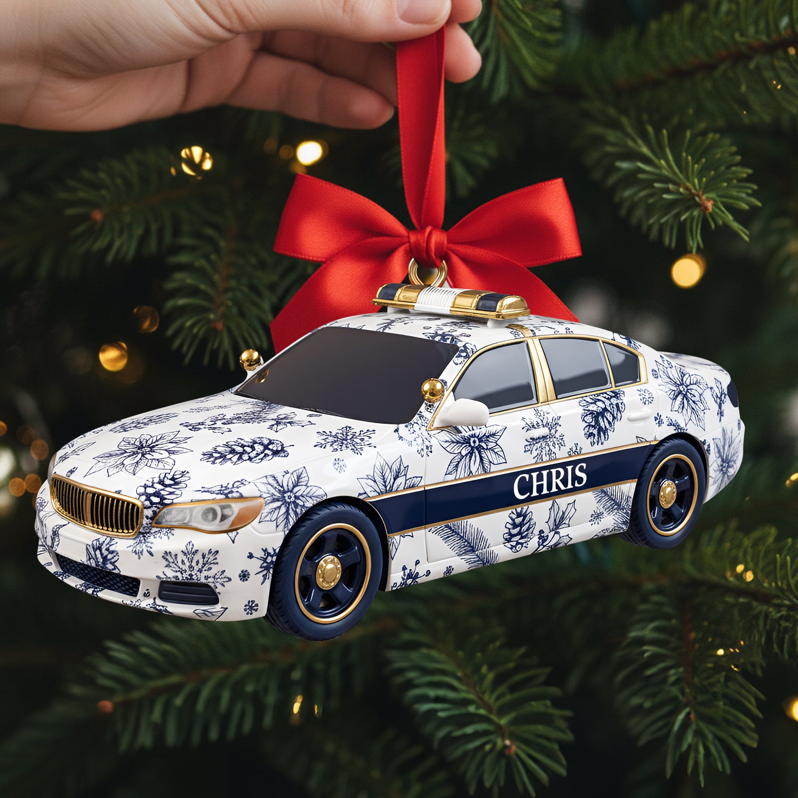 Christmas On Duty Police Car Ornament - Personalized Gifts For Police 02PGLU031025-Homacus