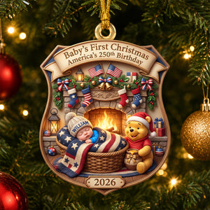 Lovely Baby Warming By The Fire Pit - America 250 Acrylic Ornament - Personalized Christmas Gift 01tydh240826