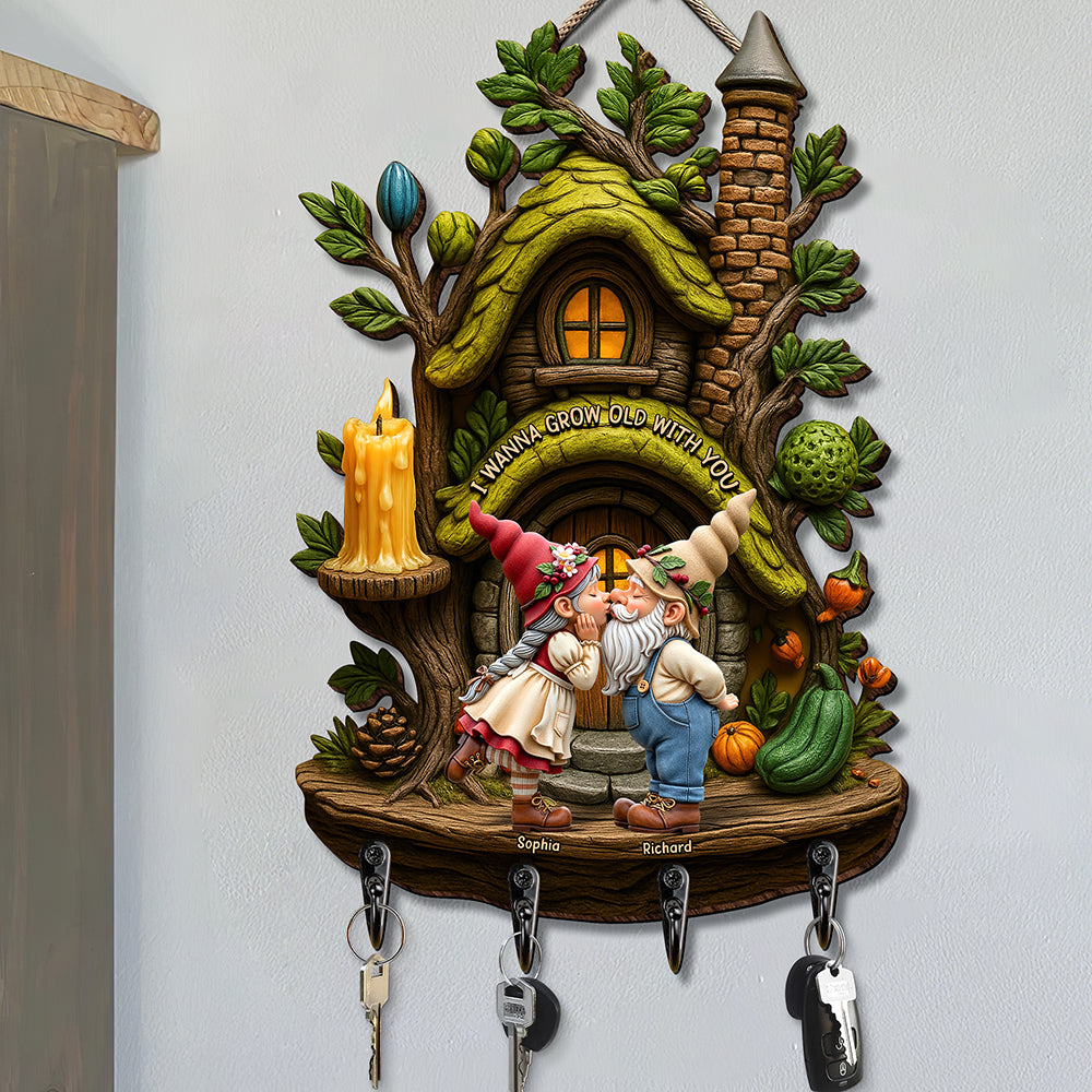 Kissing Gnome Couple Key Hanger Personalized Gifts For Couple 04QHQN230525-Homacus