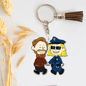 Personalized Gifts For Police Couple Keychain 05qhqn031224hg Couple Hand In Hand-Homacus