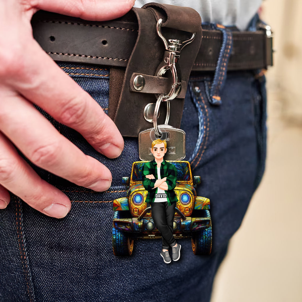 Personalized Gifts For Off-roaders Keychain 01tgtn070225pa Stained Glass Effect Car-Homacus