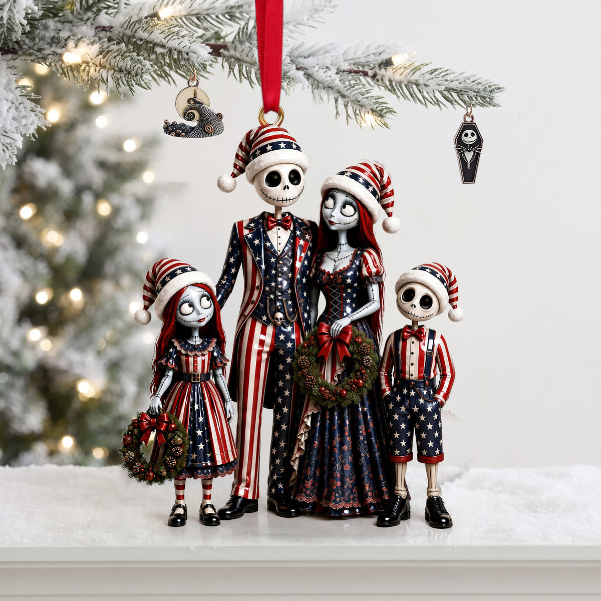 Spooky Patriotic Family Ornament - Personalized Gifts For Family Christmas Ornament 04OHLU220826