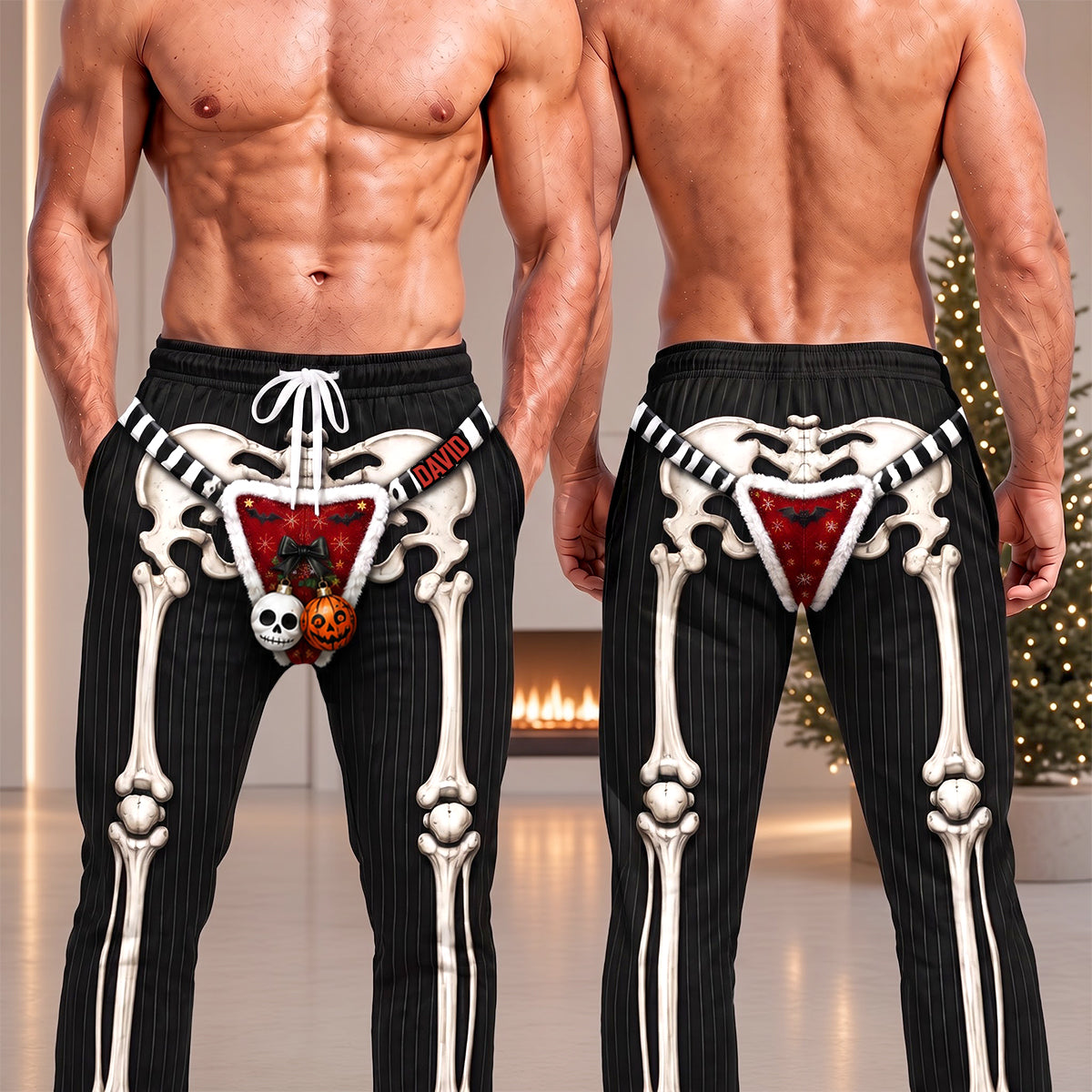 Funny Skeleton Holiday Sweatpants- Personalized Gifts 04TYDH290826-Homacus