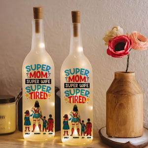 Personalized Gift For Mom Bottle Lamp Superhero Mom And Kids 01TOMH200225PA-Homacus