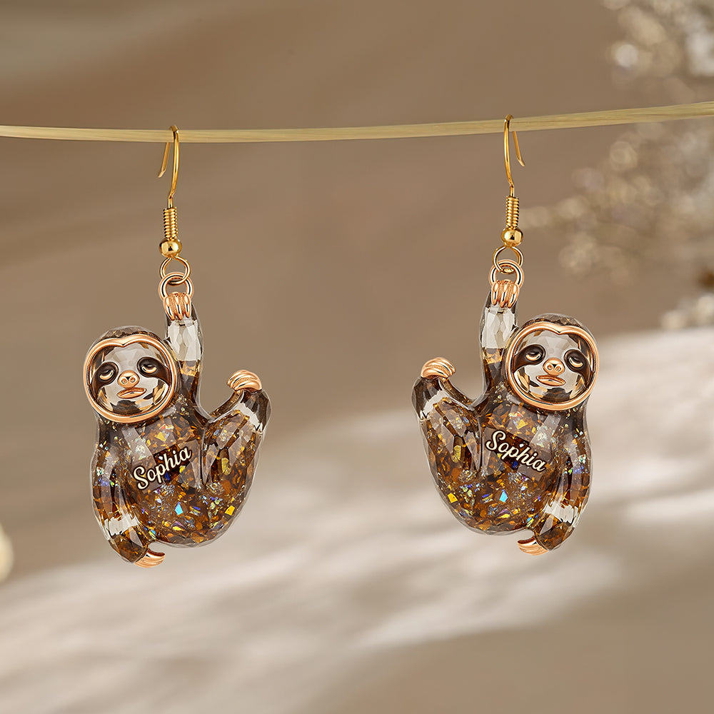 Tired Anti-social Sloth Hang In There Earrings - Personalized Gifts For Sloth Lover 06qhqn240625-Homacus
