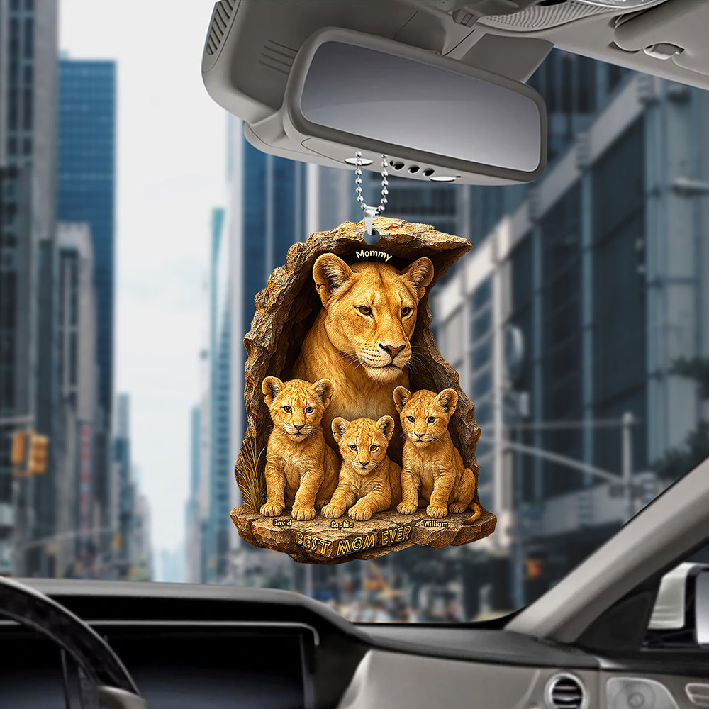 Personalized Gifts For Mom Car Ornament 04xqqn050425 Lion Mom & Little Cubs-Homacus