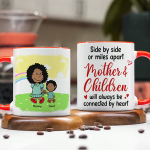 Personalized Gifts For Mom Coffee Mug 02xqtn210125hh Side By Side Or Mile Apart Mom & Children Will Always Be Connected By Heart-Homacus