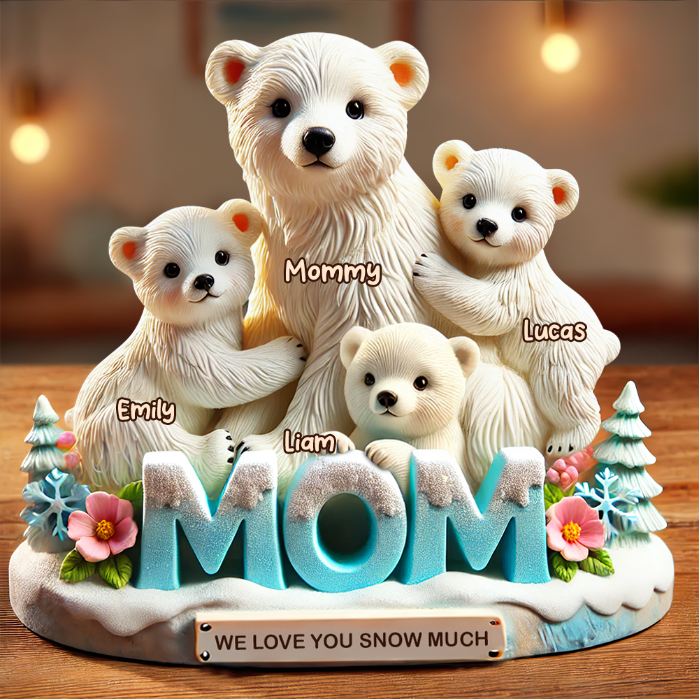Polar Bear Mom Plaque - Personalized Gifts For Mom 02hupu170425-Homacus