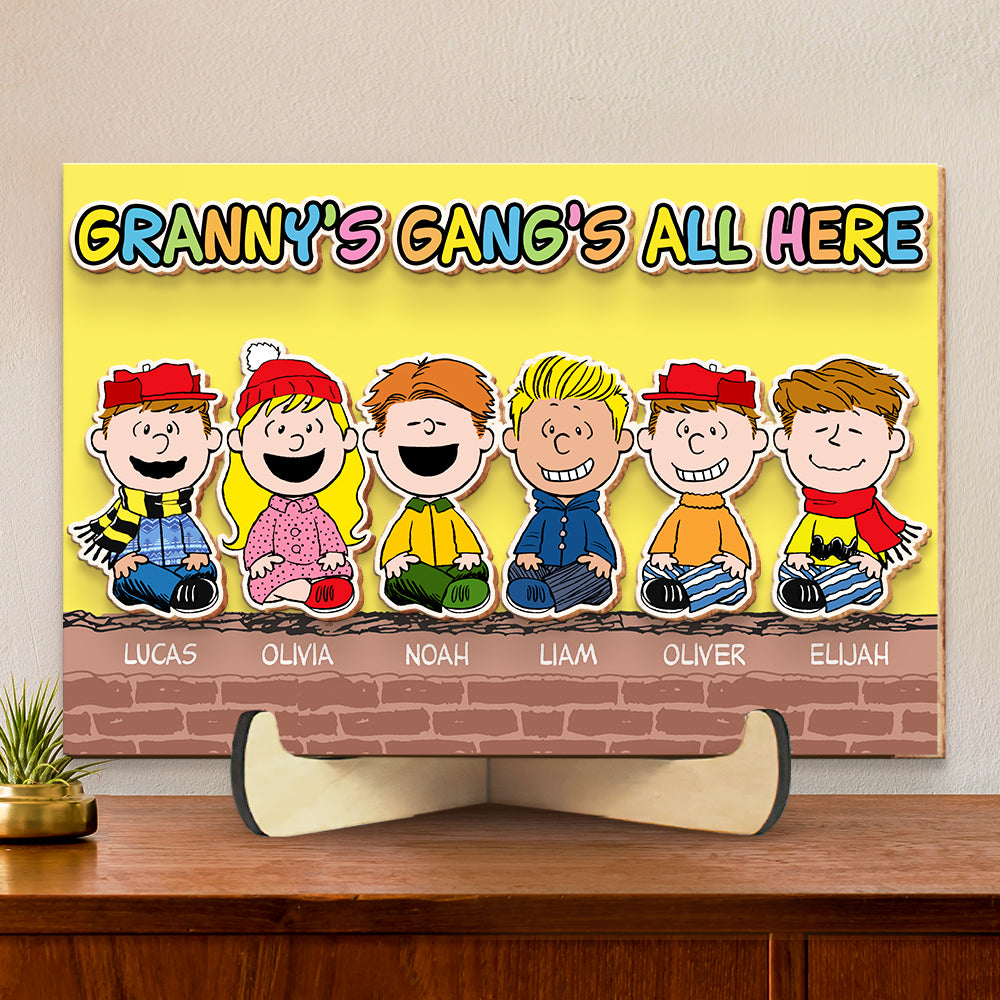 Personalized Gifts For Mom Wood Sign Granny's Gang's All Here 02OHDT070324HH-Homacus