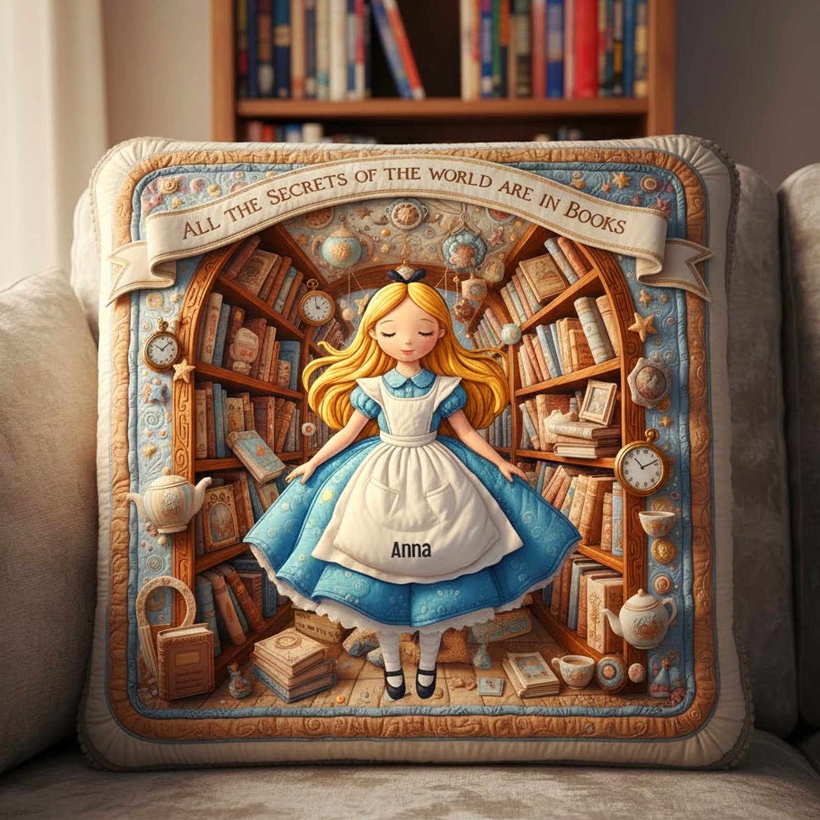 Fantasy Library Square Pillow - Personalized Gifts For Book Lovers 04patn031225-Homacus