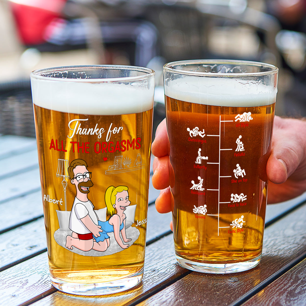 Mischievous Couple Beer Glass - Personalized Gifts For Couples 05OHLU140625-Homacus