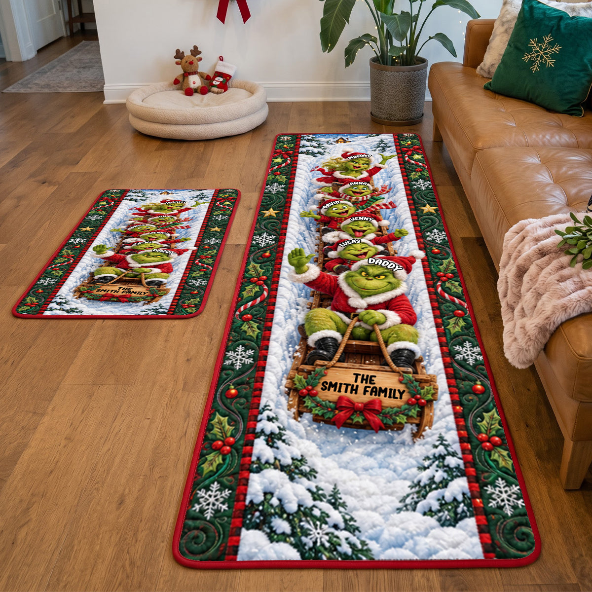 Family Fun Sleigh Runner Rug, Personalized Christmas Decor Gifts For Family 03qhtn240926
