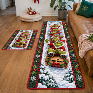 Family Fun Sleigh Runner Rug, Personalized Christmas Decor Gifts For Family 03qhtn240926