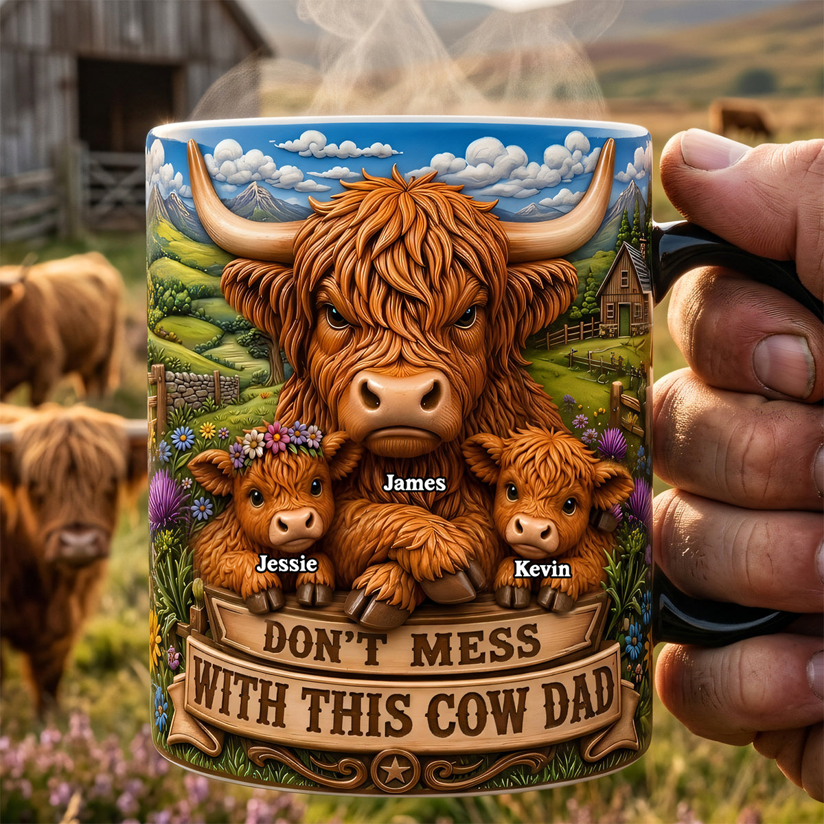 Rustic Highland Cow Dad Magic Coffee Mug- Personalized Gifts For Dads 03TYTA220526-Homacus
