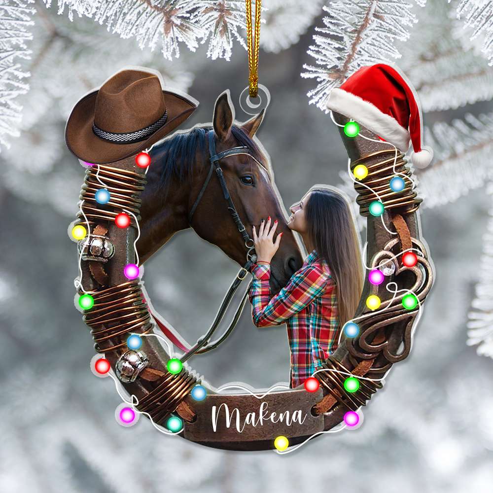 Custom Photo Gifts For Horse Lovers Christmas Acrylic Ornament 03OHLU141124-Homacus