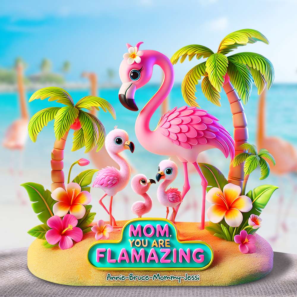 Flamingo Mom Acrylic Plaque Gifts For Mom 03HULU180425-Homacus