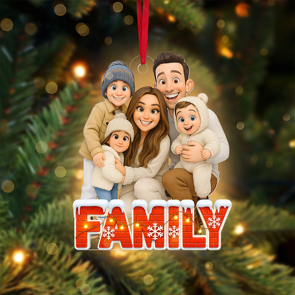 Family Cartoon Art Ornament - Custom Photo Gifts For Family 04pgta110825-Homacus