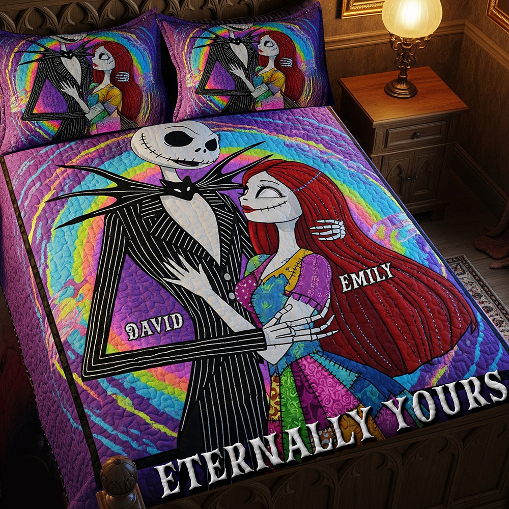 Psychedelic Couple Quilt Bed Set, Personalized Halloween Gifts For Couple 01qhqn090825-Homacus
