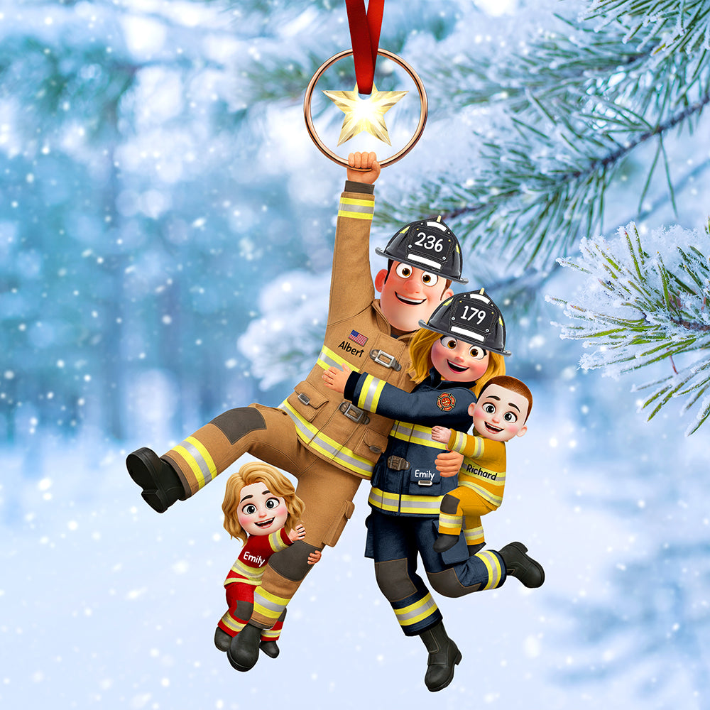 Fun Hanging Firefighter Family Ornament, Personalized Gifts For Family 04qhqn061025-Homacus