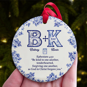 Toile de Jouy Faith & Love Christmas Ornament Personalized Gifts For Couple 03HYDT021025-Homacus