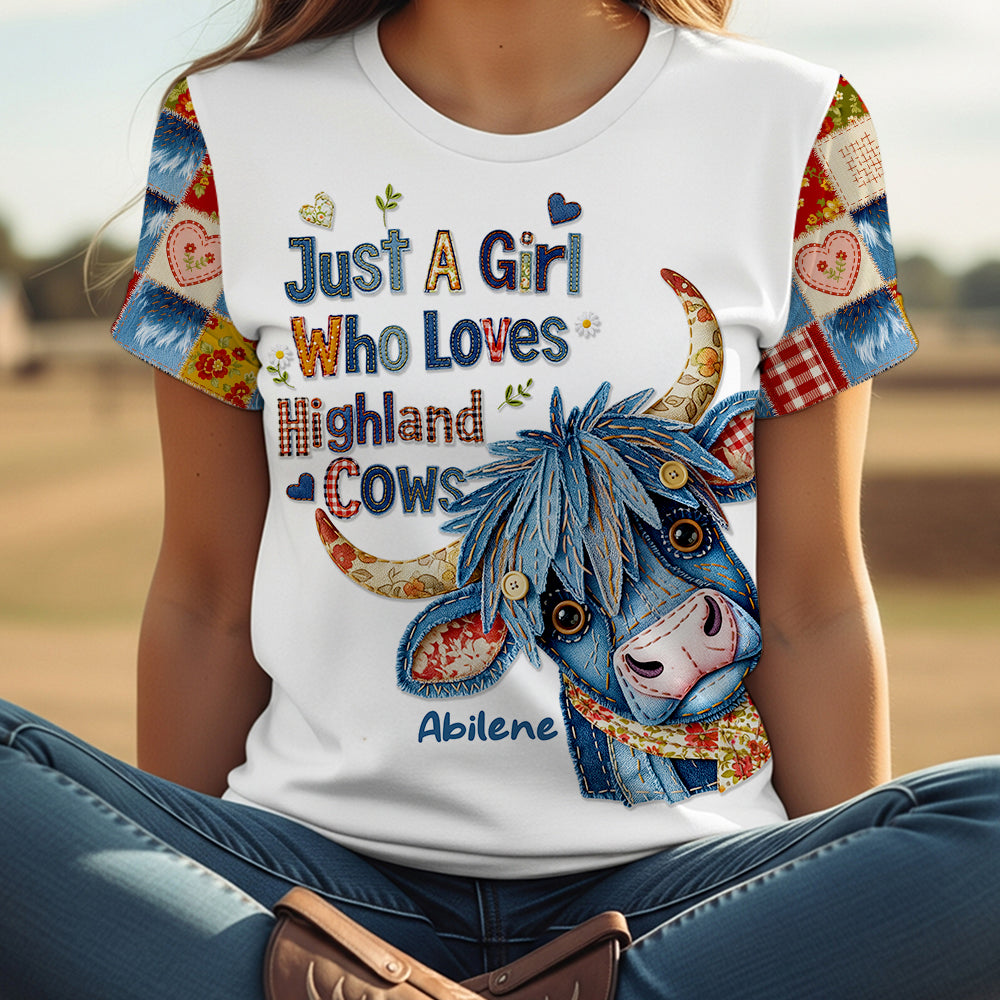 Highland Cow Girl Shirt Personalized Gifts For Cow Lovers 04NADT180625-Homacus