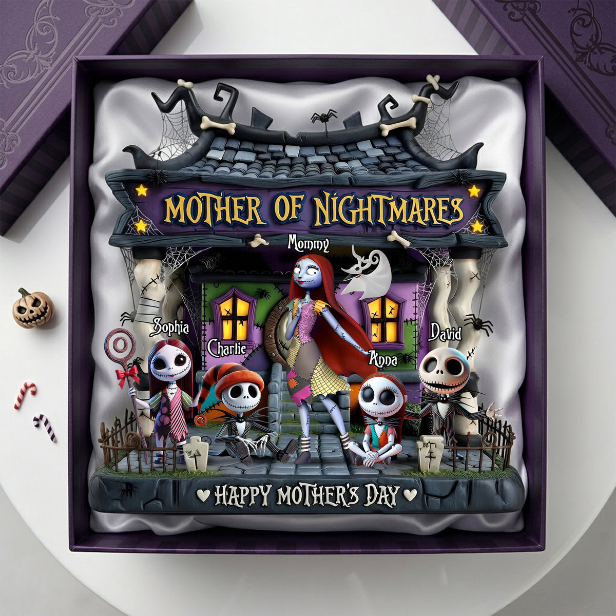 Spooky Mom And Kids Acrylic Plaque - Personalized Gifts For Mother's Day Plaque 01OHLU150426-Homacus