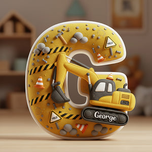 Excavator Alphabet Pillow - Personalized Gifts For Construction Lovers 02PGDT051225-Homacus